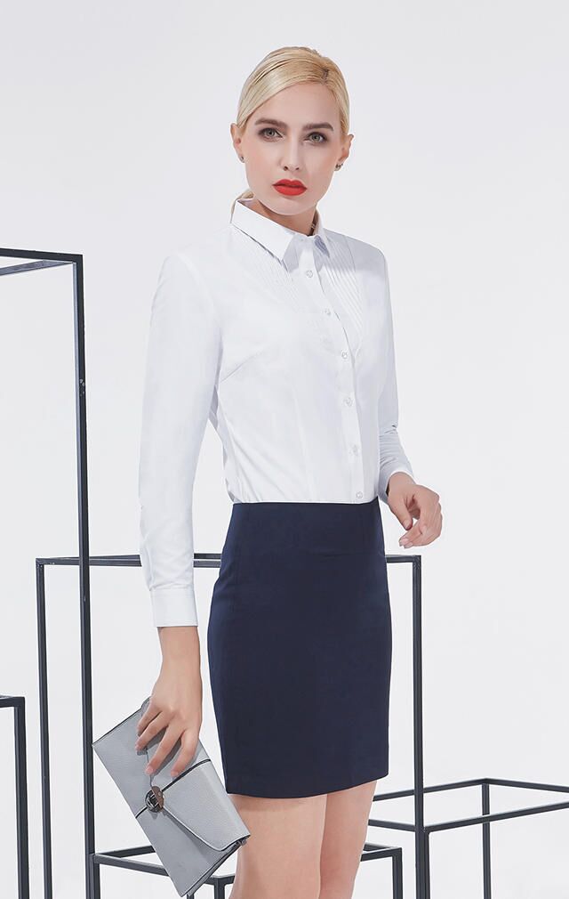 長(zhǎng)袖職業(yè)裝女士折紋襯衣007