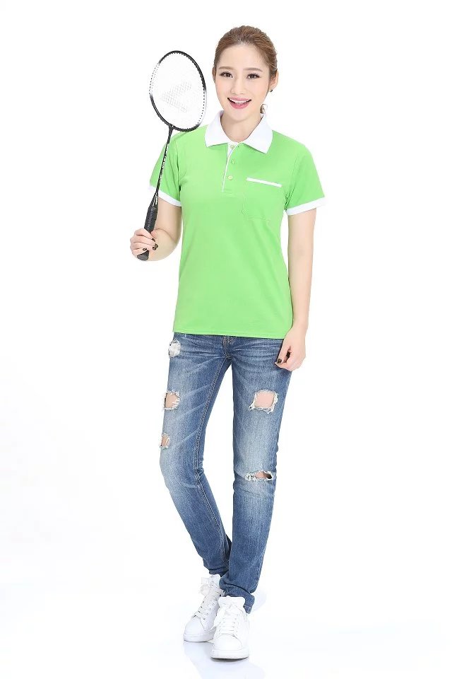 綠地白邊女士廣告服T102