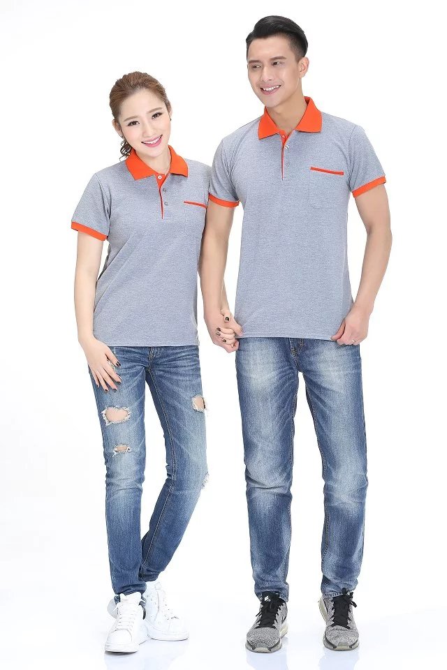 灰底橙邊團(tuán)體廣告服T100